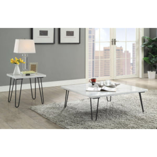 Corrigan Studio® Telestis White Marble & Black Coffee Table Wayfair